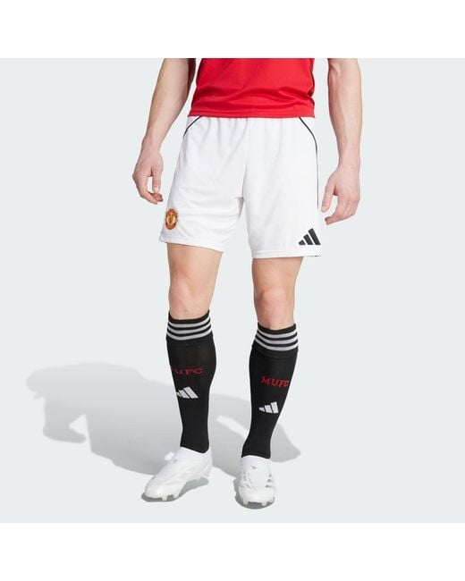 Adidas White Manchester United 25/26 Home Shorts for men