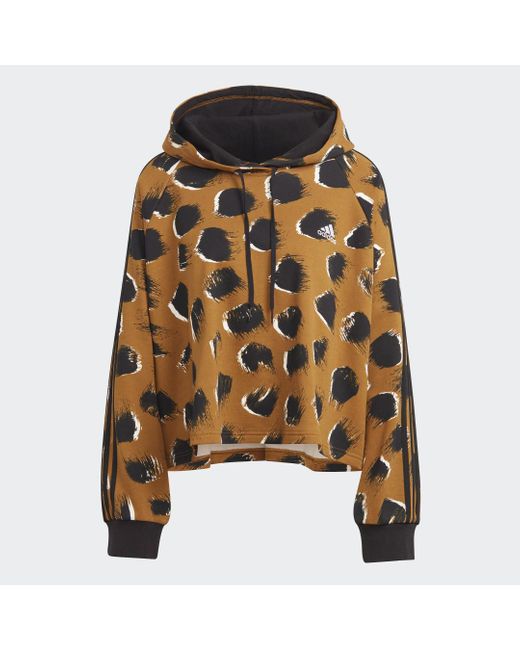 Adidas Metallic Essentials 3-stripes Animal Print Hoodie (plus Size)