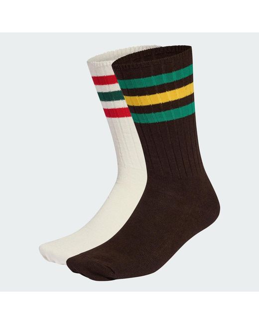 Adidas Originals Green Ribbed Crew Socks 2 Pairs