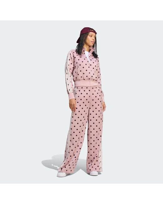Adidas Pink Satin Polka Dots Tt Track Top