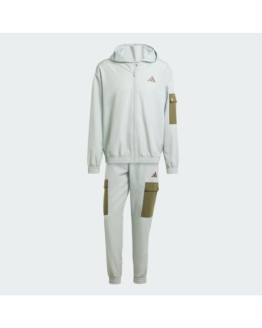 Adidas White Woven Cargo Track Suit for men
