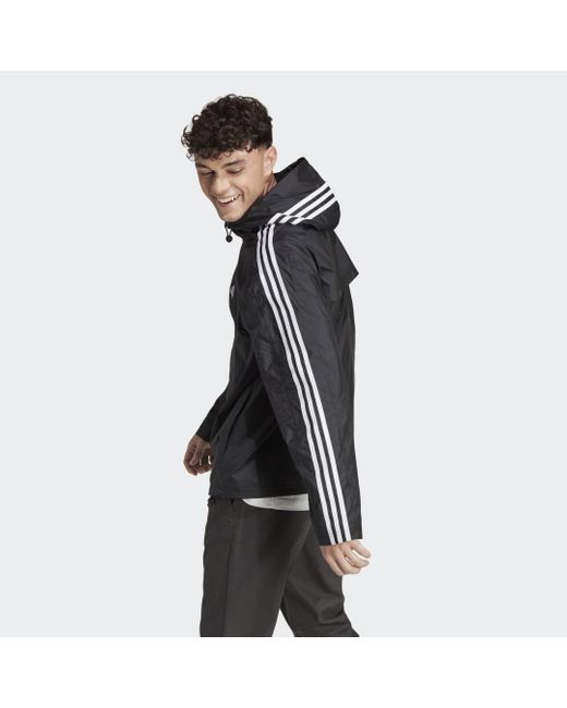 Adidas Black Essentials 3-Stripes Woven Windbreaker for men