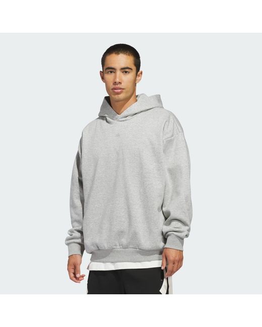 Adidas Gray Basketball Fleece Hoodie (Gender Neutral)