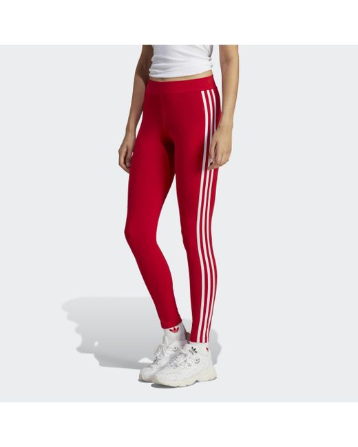 Adidas Red Adicolor Classics 3-stripes Leggings
