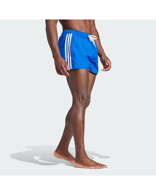 Adidas Originals Blue 3-stripes Clx Very-short-length Swim Shorts for men