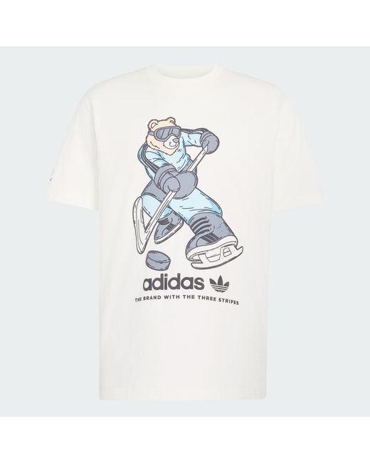 Adidas White Hockey Bear Graphic T-Shirt for men
