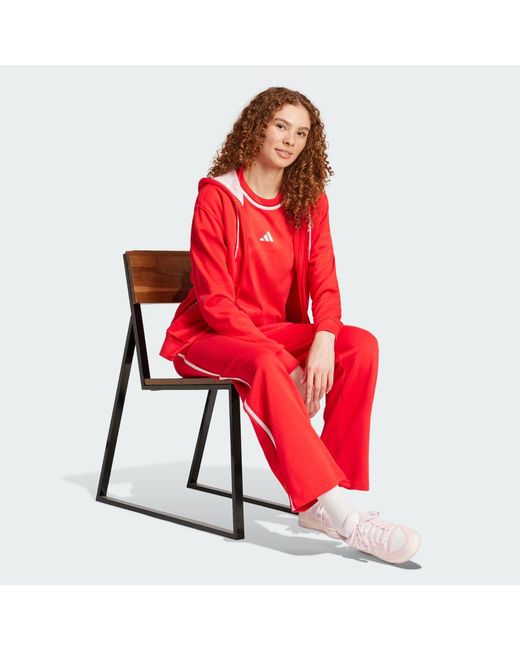 Adidas Red Essentials Color Pop French Terry Full-Zip Hoodie