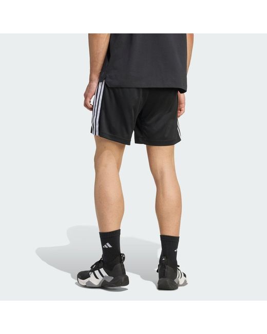 Adidas Black Workout Essentials Base 3-Stripes Pique Short 7Inch for men