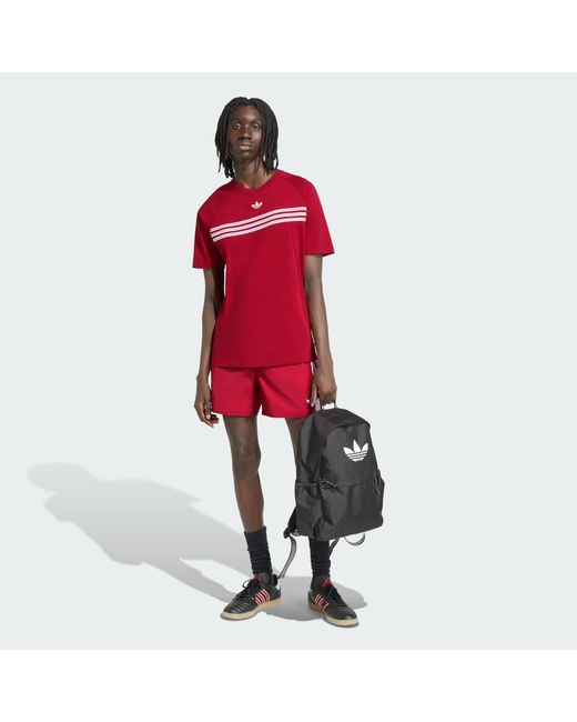 Adidas Red Chest Stripes T-Shirt for men