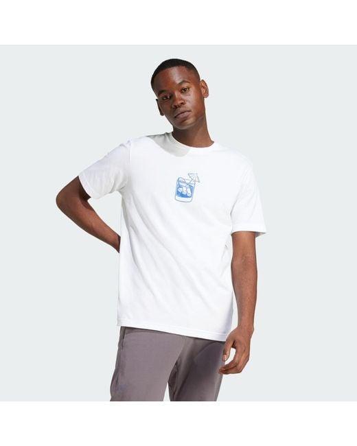 Adidas White Lounge Drink Graphic Tee for men