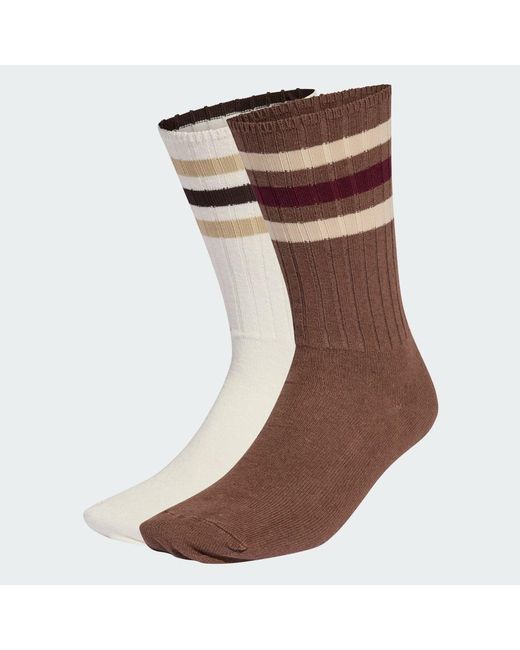 Adidas Brown Ribbed Crew Socks 2 Pairs