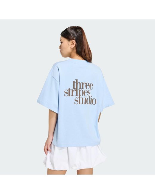 Adidas Blue 3-Stripes Studio T-Shirt