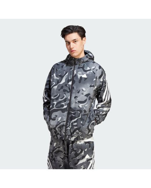 Felpa con cappuccio Future Icons Allover Print Full-Zip di Adidas in Gray da Uomo