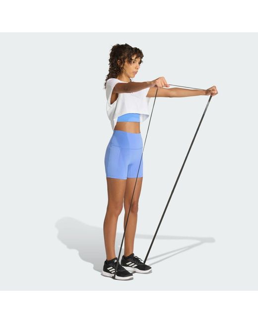 Adidas Blue 3 Stripes Studio All Me Booty Short Leggings