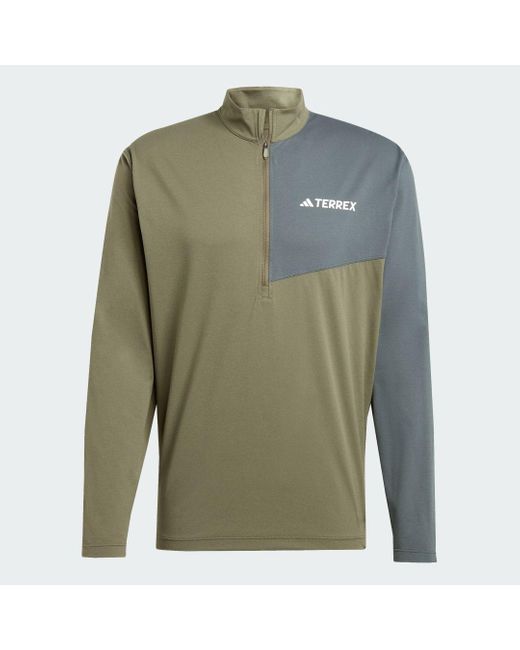Adidas Green Terrex Multi Half-zip Long Sleeve Hiking T-shirt for men