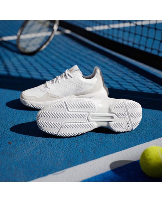 Adidas White Courtjam Control 3 Premium Tennis Shoes