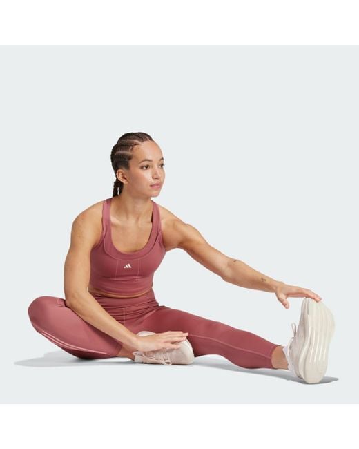 Adidas Red Dailyrun 3-Stripes 7/8 Leggings