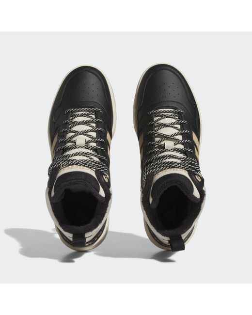 Adidas Black Hoops 3.0 Mid Lifestyle Basketball Classic Fur Lining Winterized Shoes for men