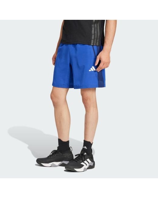 Adidas Blue Train Essentials Woven Mélange Shorts for men