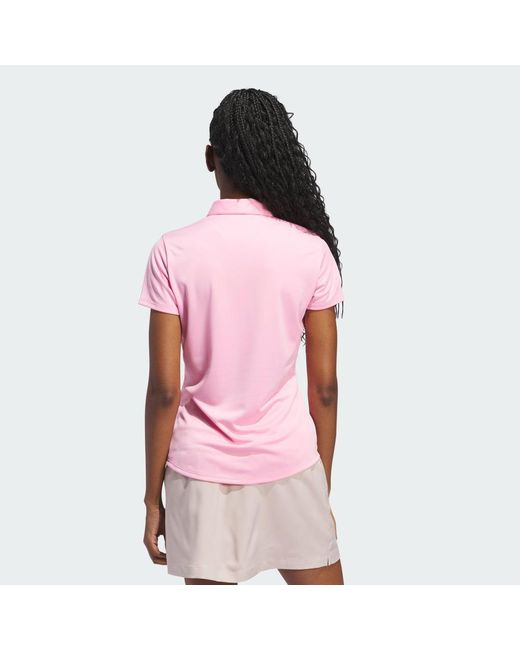 Adidas Pink Women's Solid Performance Short Sleeve Polo Shirt