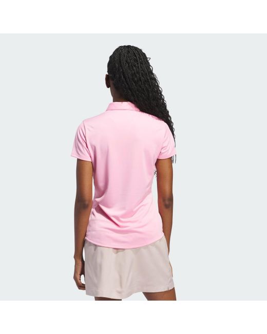 Adidas Pink Women's Solid Performance Short Sleeve Polo Shirt