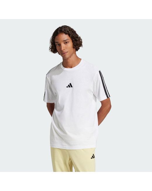 Adidas Originals White Essentials 3-Stripes Single Jersey T-Shirt for men