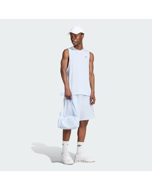 Adidas Blue Tech Trefoil Essentials Polyester Tank Top for men