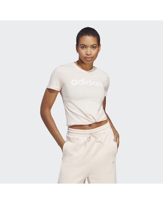 Adidas White Essentials Slim Logo T-Shirt