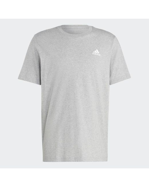 Adidas Gray Essentials Single Jersey Linear Embroidered Logo T-shirt for men