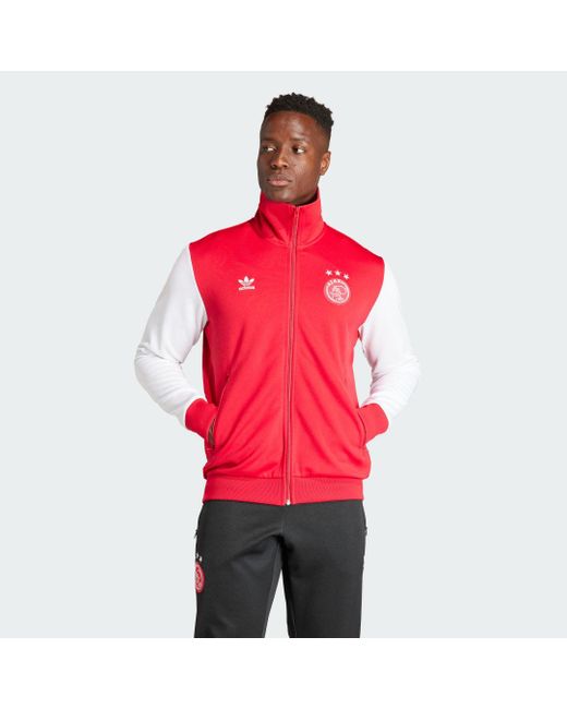 Adidas Ajax Amsterdam Essentials Trefoil Sportjack in het Red voor heren