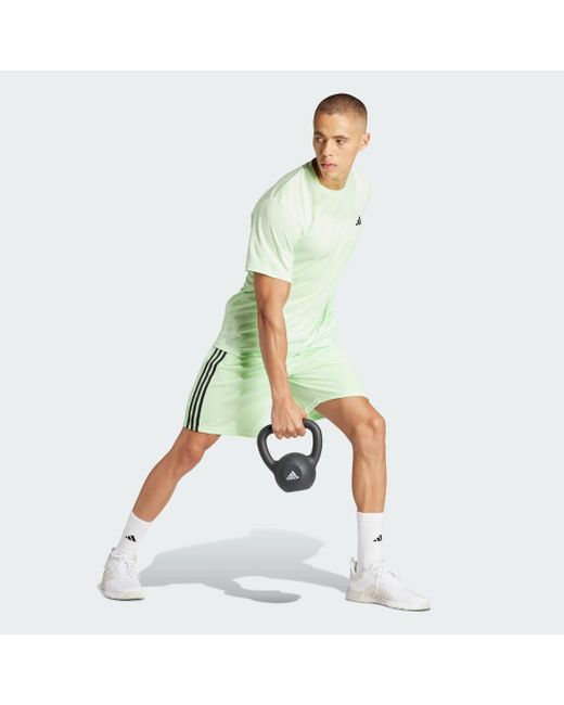 Adidas Green Train Essentials Piqué 3-Stripes Training Shorts for men