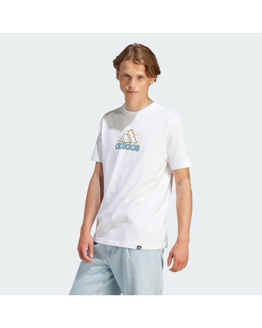Adidas White Sportswear Dream Doodle Two-Tone T-Shirt for men