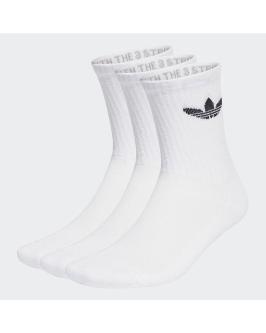 Adidas White Trefoil Cushion Crew Socks 3 Pairs