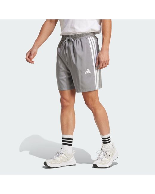 Adidas Gray Essentials 3-Stripes Chelsea Shorts for men