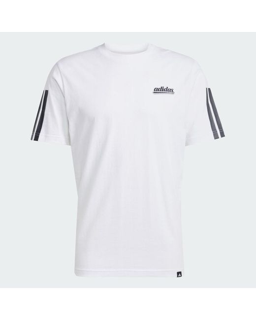 Adidas White Color Script Graphic T-Shirt for men