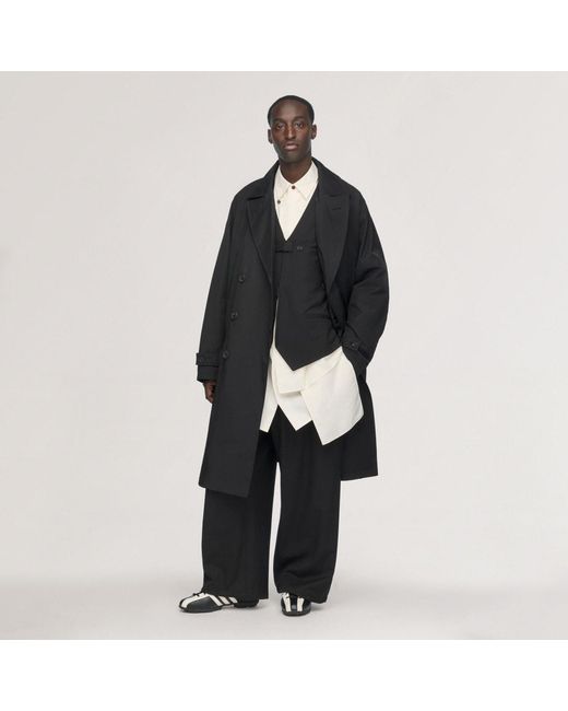 Adidas Black Y-3 Spun Nylon Cabban Coat for men