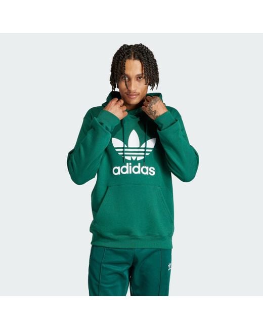 Hoodie adicolor Classics Trefoil di Adidas in Green da Uomo