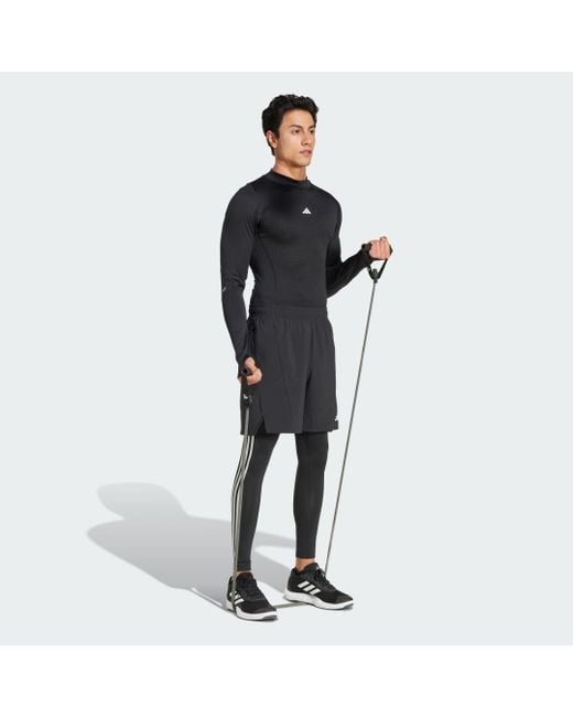 Adidas Blue Techfit Compression Training 3-Stripes Long Tights for men