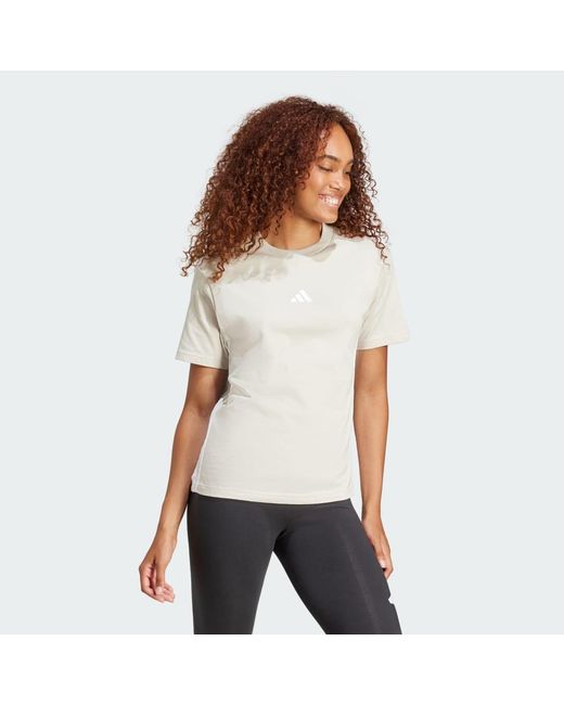 Adidas White Essentials 3-Stripes Cotton T-Shirt