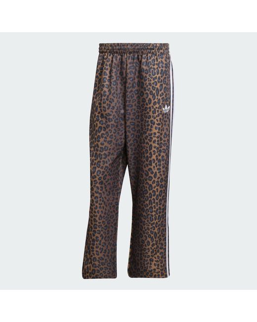 Adidas Brown Firebird Loose Leopard Track Pants for men
