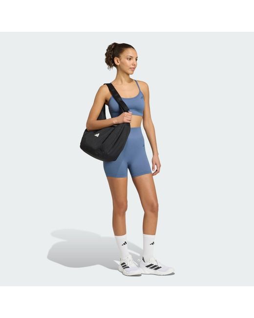 Adidas Blue Workout Essentials 4 Inch Leggings Knit