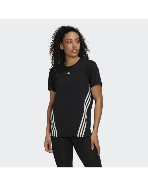 Adidas Trainicons 3-Stripes T-Shirt in het Black