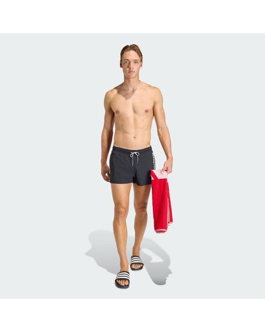 Adidas Blue Logo Stretchy Knit Swim Shorts 3 Inch for men