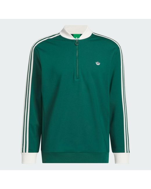 Adidas Green Originals 3-Stripes 1/4 Zip Sweatshirt for men