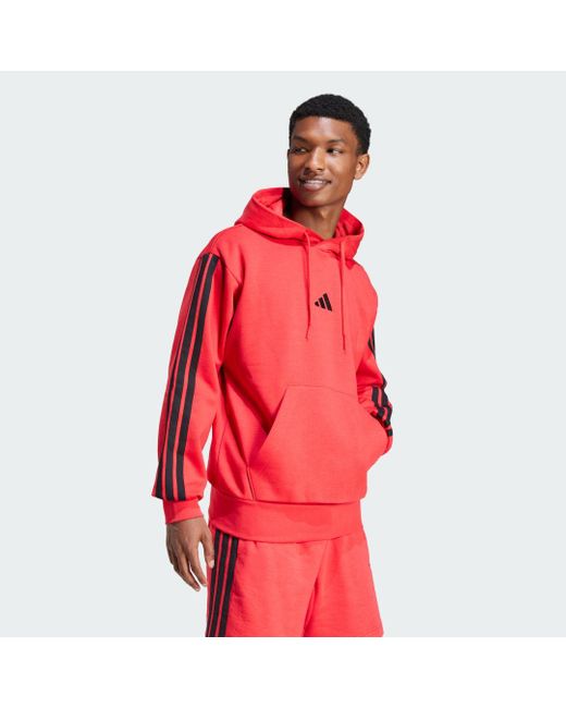 Sudadera Con Capucha Essentials Fleece 3 Bandas Adidas de hombre de color Red