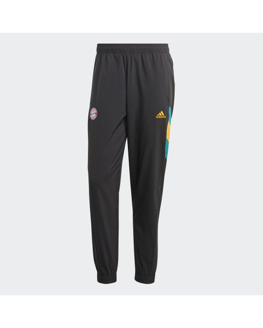 Adidas Black Fc Bayern Icon Woven Tracksuit Bottoms for men