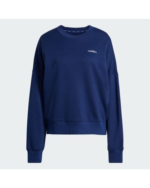 Adidas Blue Seasonal Essentials Colorpop Sweatshirt With Embroidered Graphic