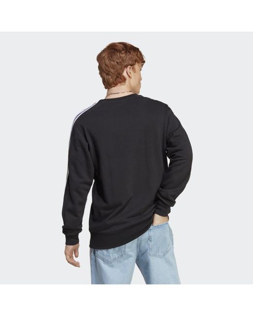 Adidas Black Essentials French Terry 3-stripes Sweatshirt for men