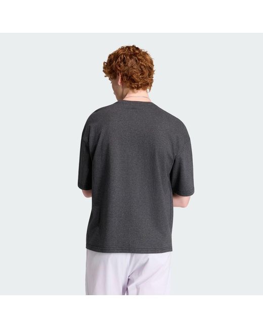 Adidas Black Trefoil Essentials Melange Loose Cropped T-Shirt for men