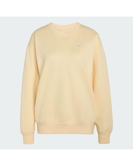 Adidas Yellow Essentials Crew Long Fleece Os Sweatshirt